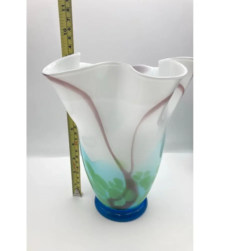 Hand Blown Art Glass Vase  9